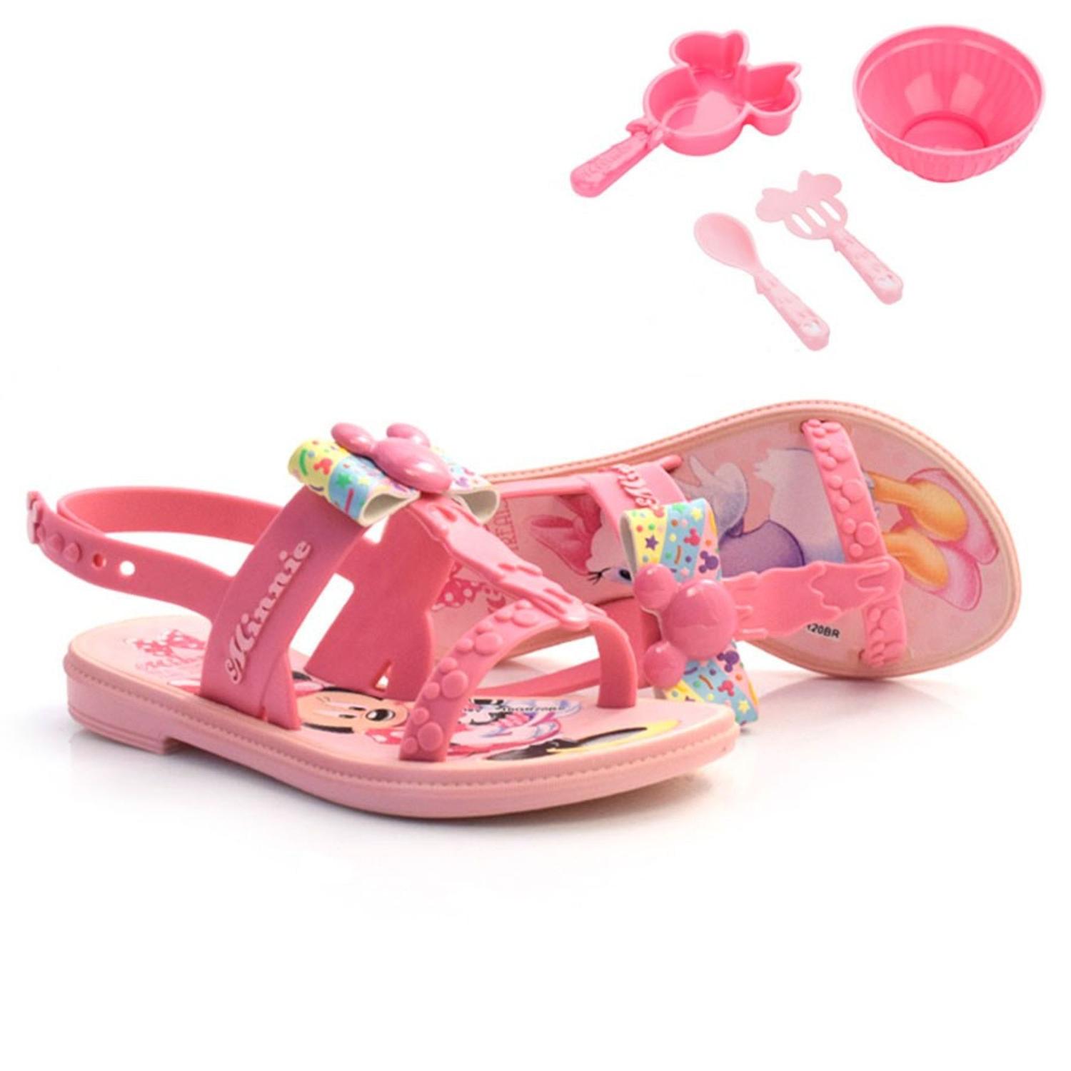 Sandália Infantil Grendene Minnie Little Chef 22417 - Cor:Rosa - Tamanho:31  - Grendene Kids - Sandália Infantil - Magazine Luiza