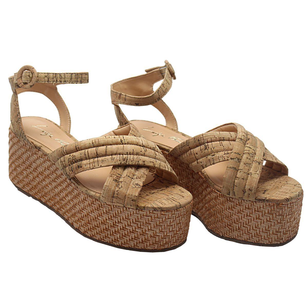 Compre Sandália Flatform Couro Luiza Barcelos Tiras Azul Luiza Bar Online