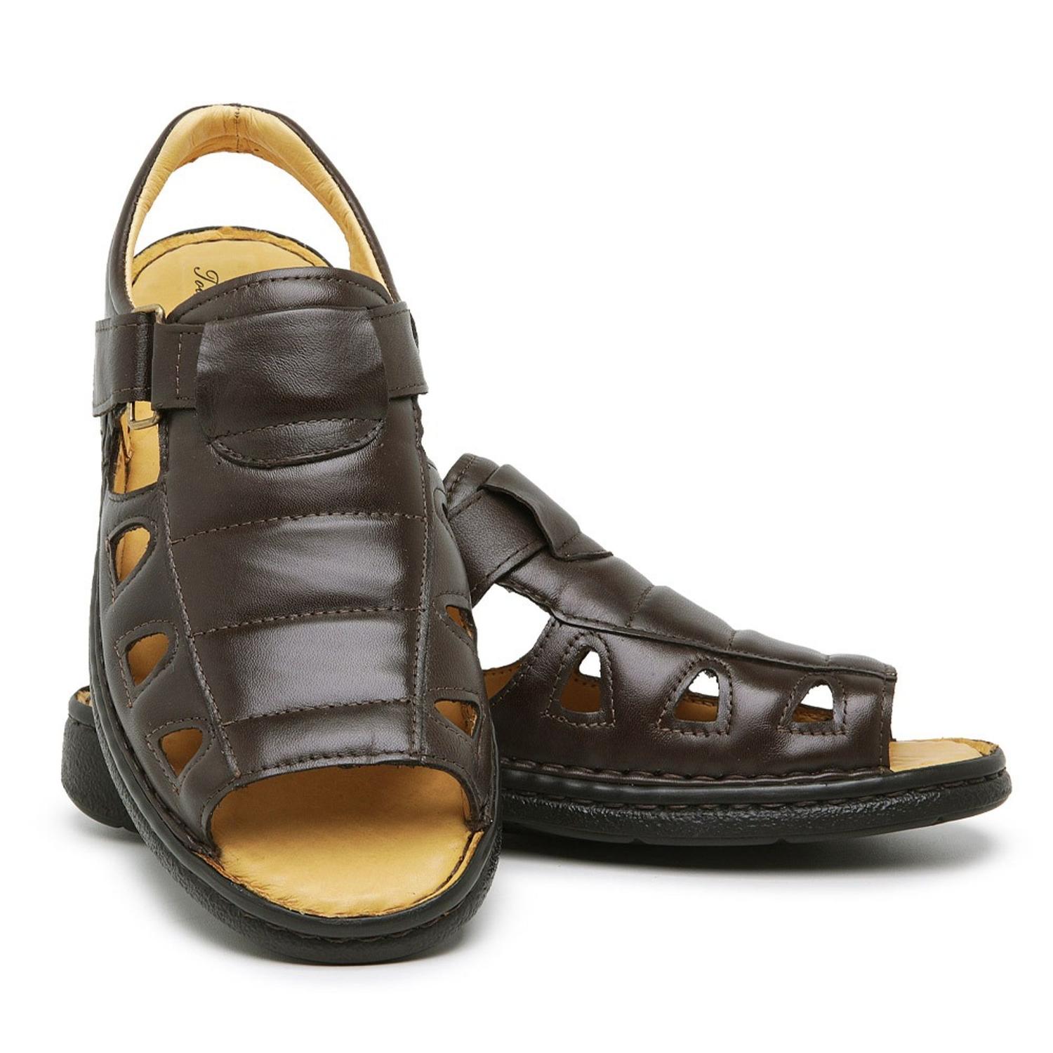 Sandália Masculina Percata Anti Stress Em Couro Aberta Cor Café N38 Becos  Total Confort - Sandália Masculina - Magazine Luiza