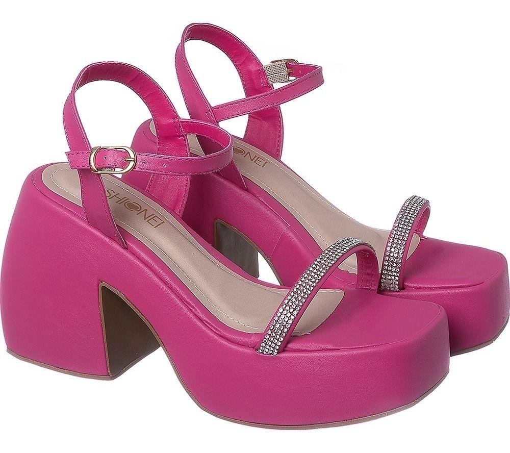 Sandália Meia Pata Plataforma Salto Grosso Alto Anabela Moda