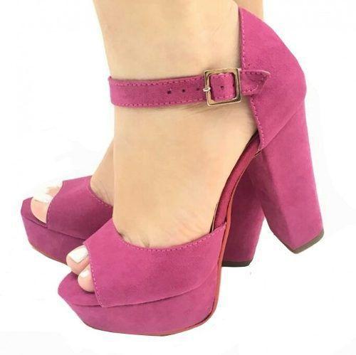 sandalia rosa pink salto grosso