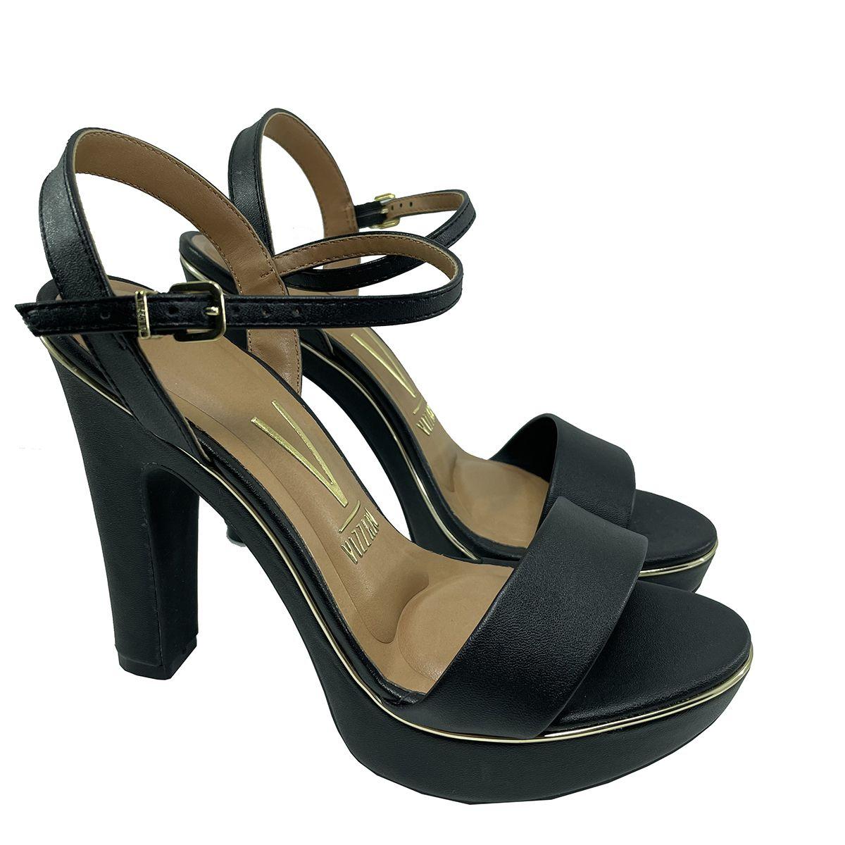 Sandália Preta Vizzano Salto Meia Pata Sandália Meia Pata Vizzano