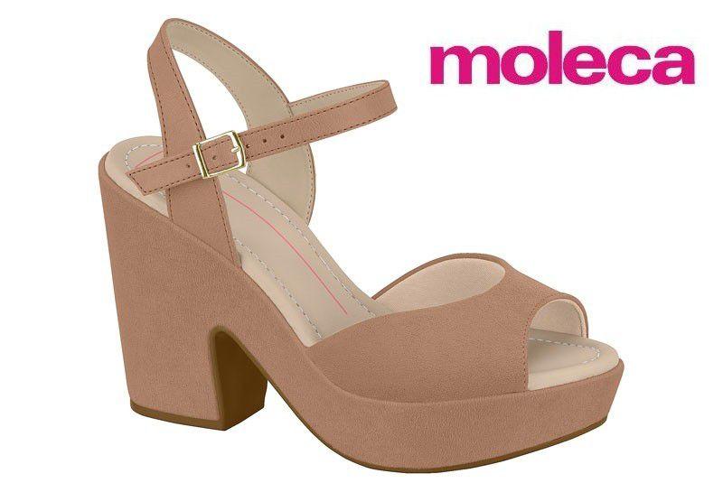 Sandália Moleca Salto Peep Toe Anabela Moleca Peep Toe Moleca