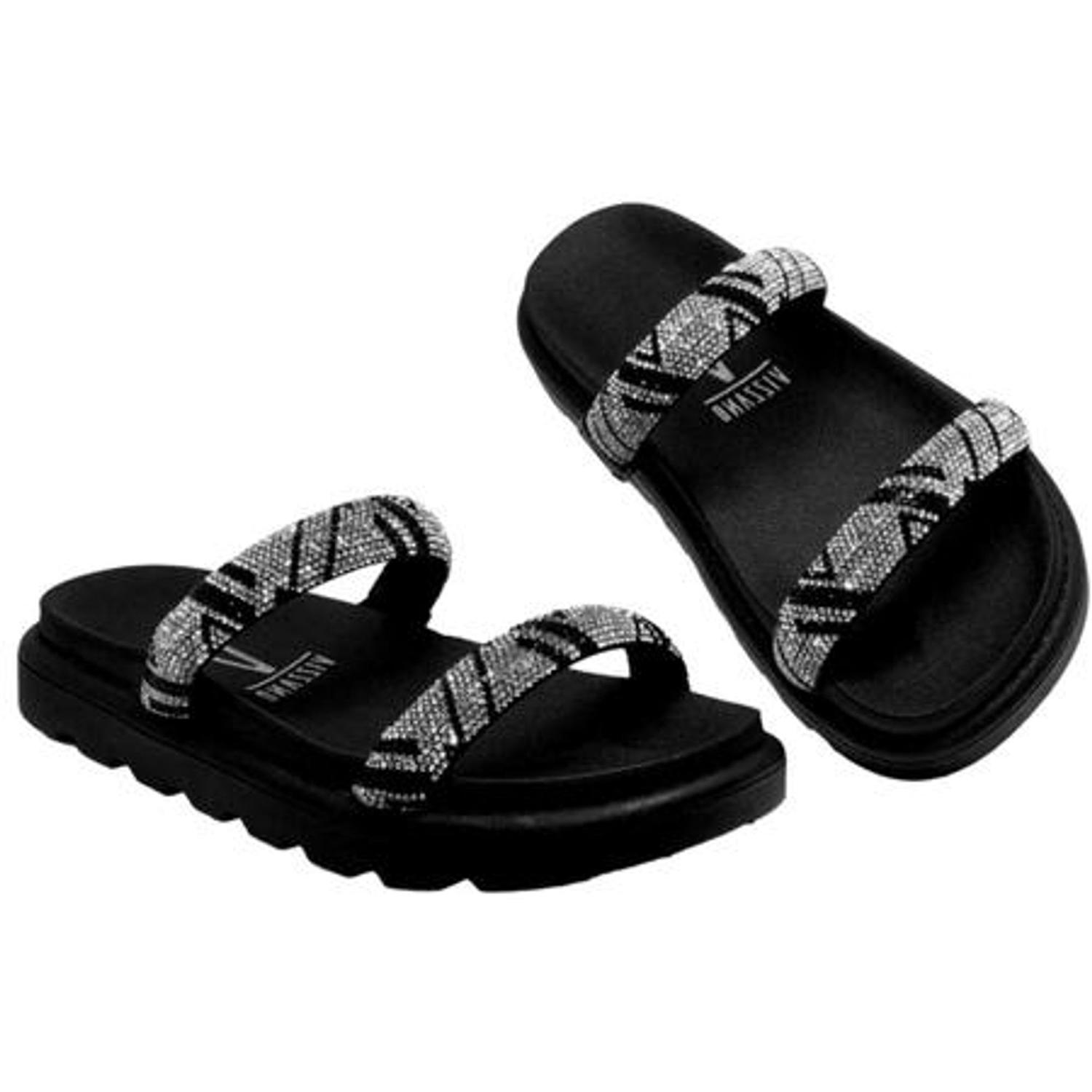 Com Brilho Sandalia Preta Da Vizzano Sandália Vizzano SandÃ¡lia De