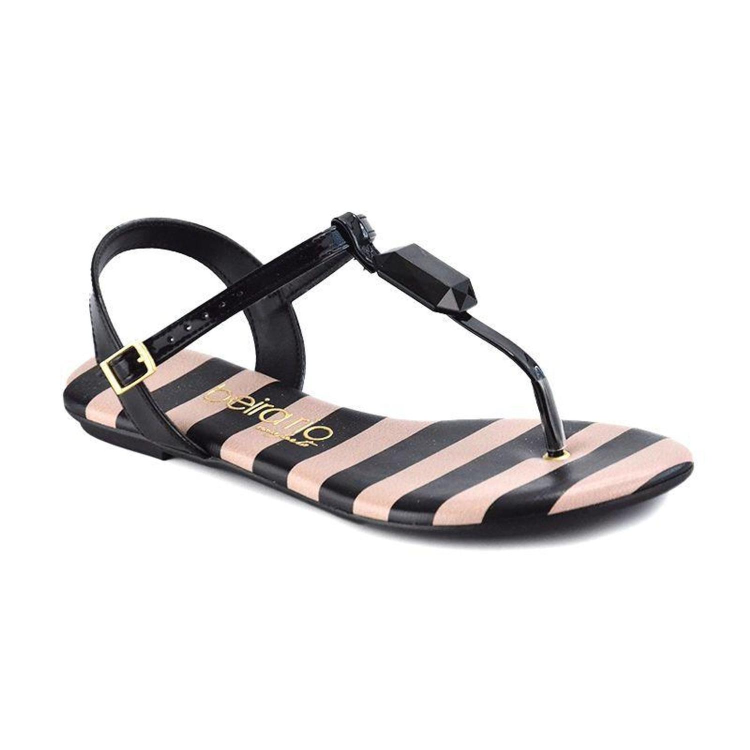 Sandália Rasteirinha Beira Rio Feminino Verniz Premium Napa Listras 8422101  Pedraria Preto - Rasteirinha Feminina - Magazine Luiza