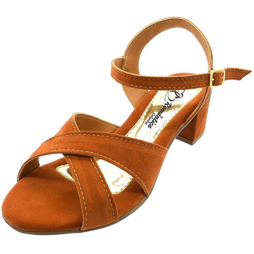 sandalia vizzano salto grosso caramelo