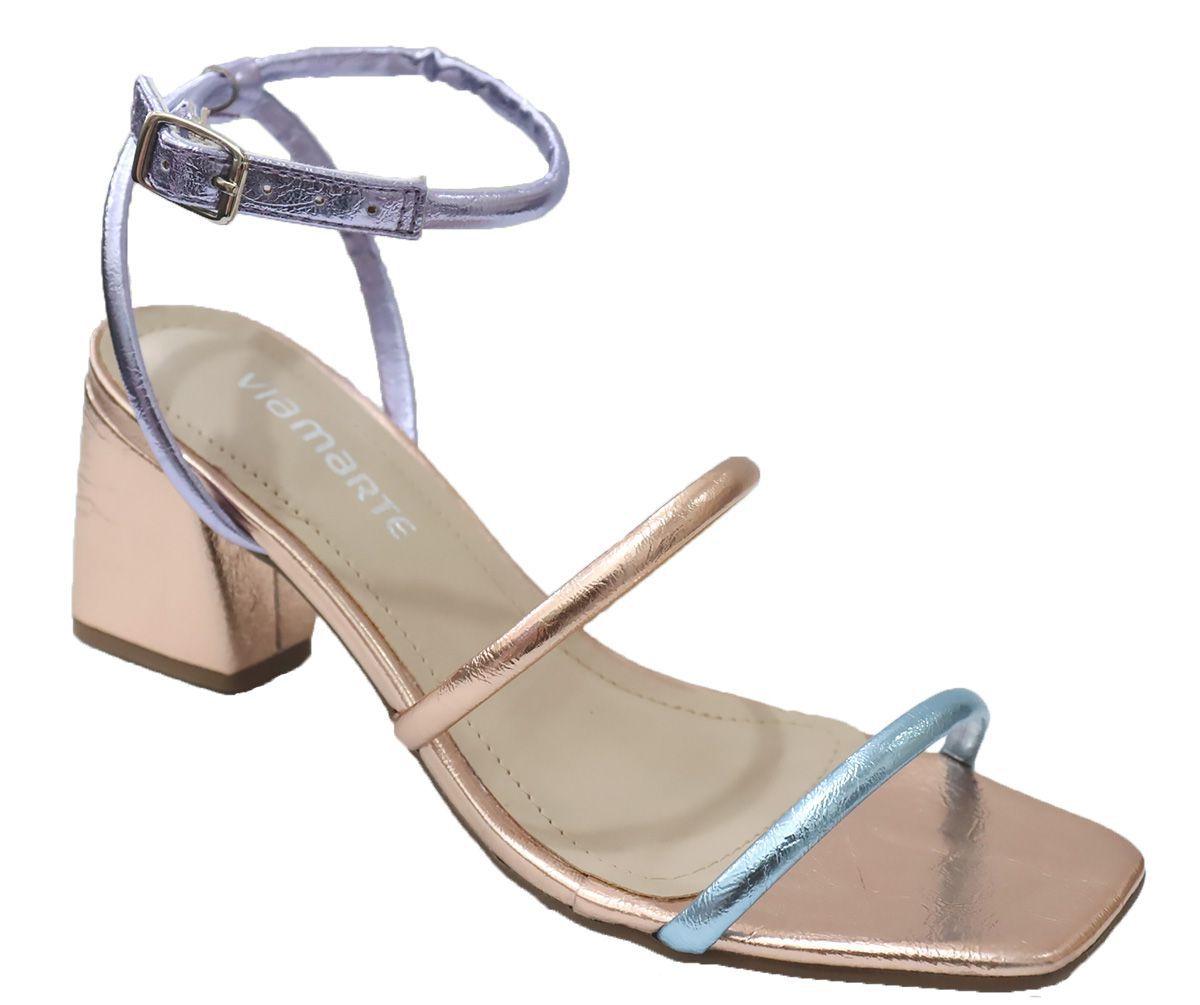 Sandália Salto Feminina Colorida Dourada Metalizada Via Marte 2118302 -  Sandália Feminina - Magazine Luiza