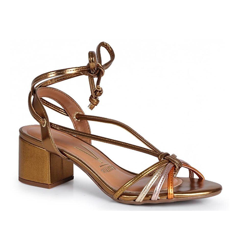 Sandália Salto Grosso Bronze Amarração Vizzano - Sandália Feminina -  Magazine Luiza