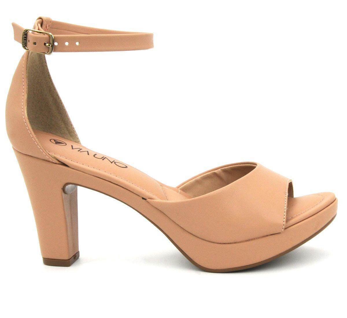 Sandália Via Uno 411003 Salto Grosso Alto Meia Pata Calcanhar