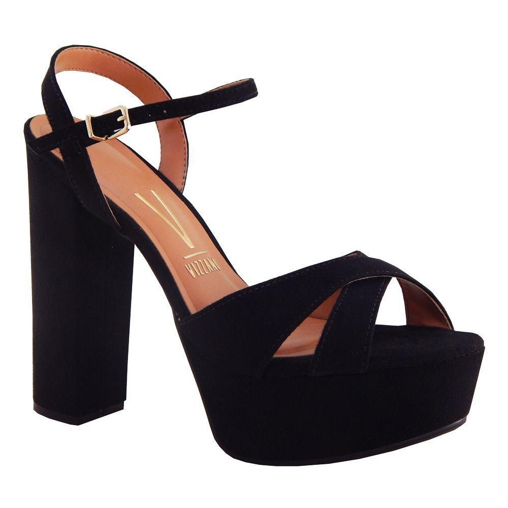 sandalia preta meia pata