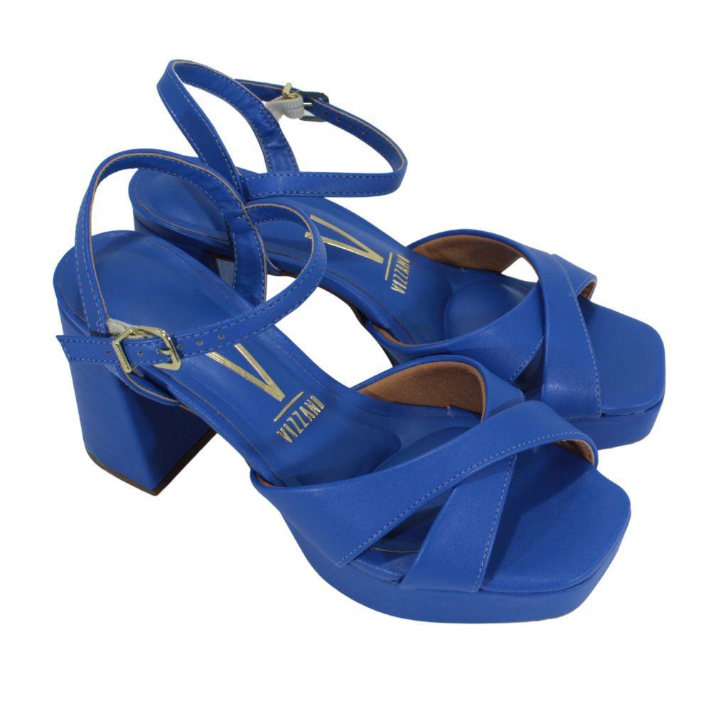 sandália vizzano salto grosso sapato vizzano azul