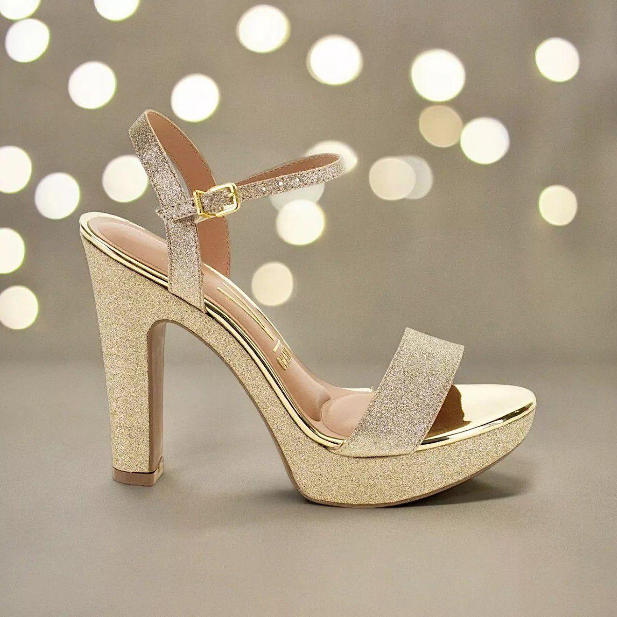 Meia Pata Salto Bloco Sandalia Salto Vizzano Sandália Vizzano