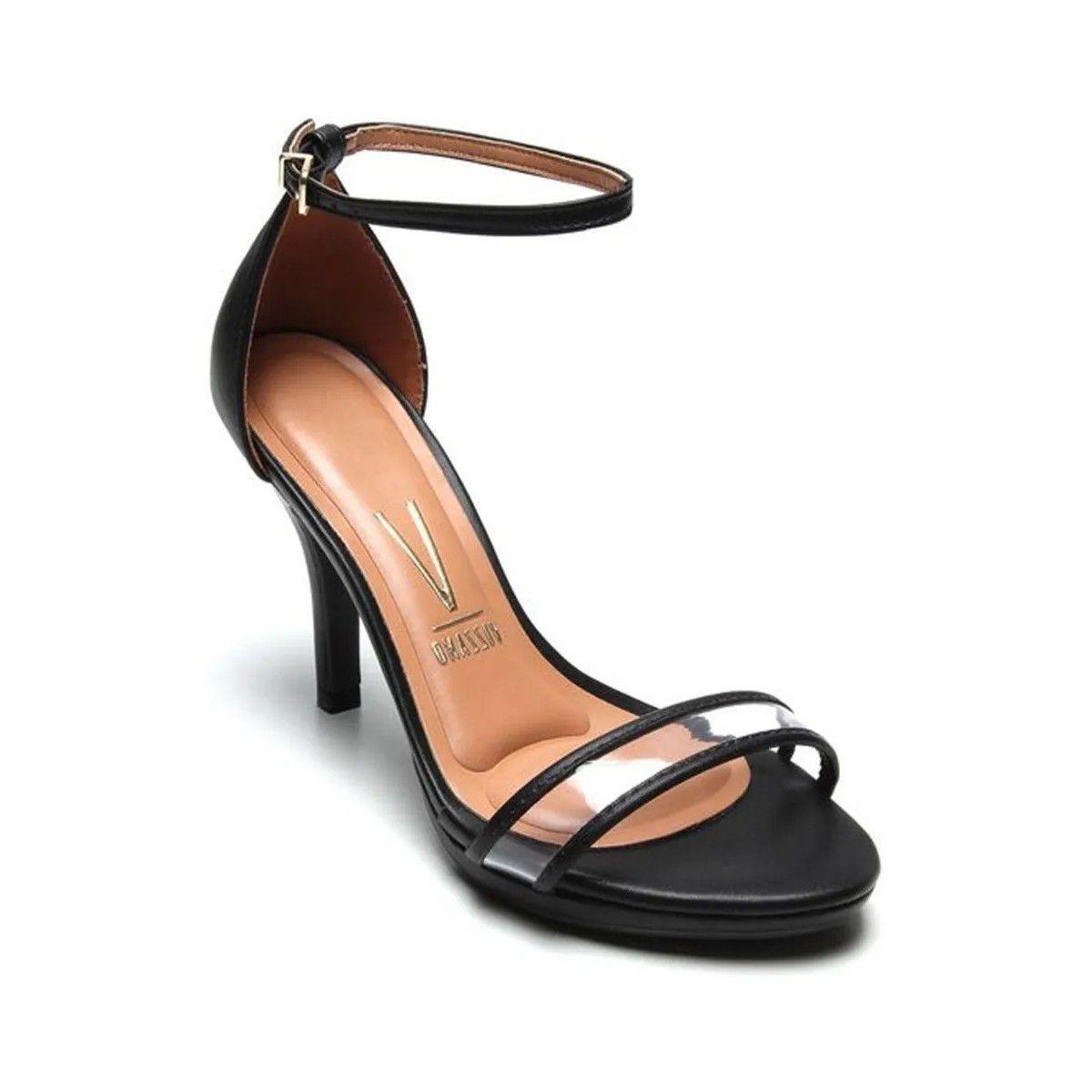 sandalia tira fina salto alto