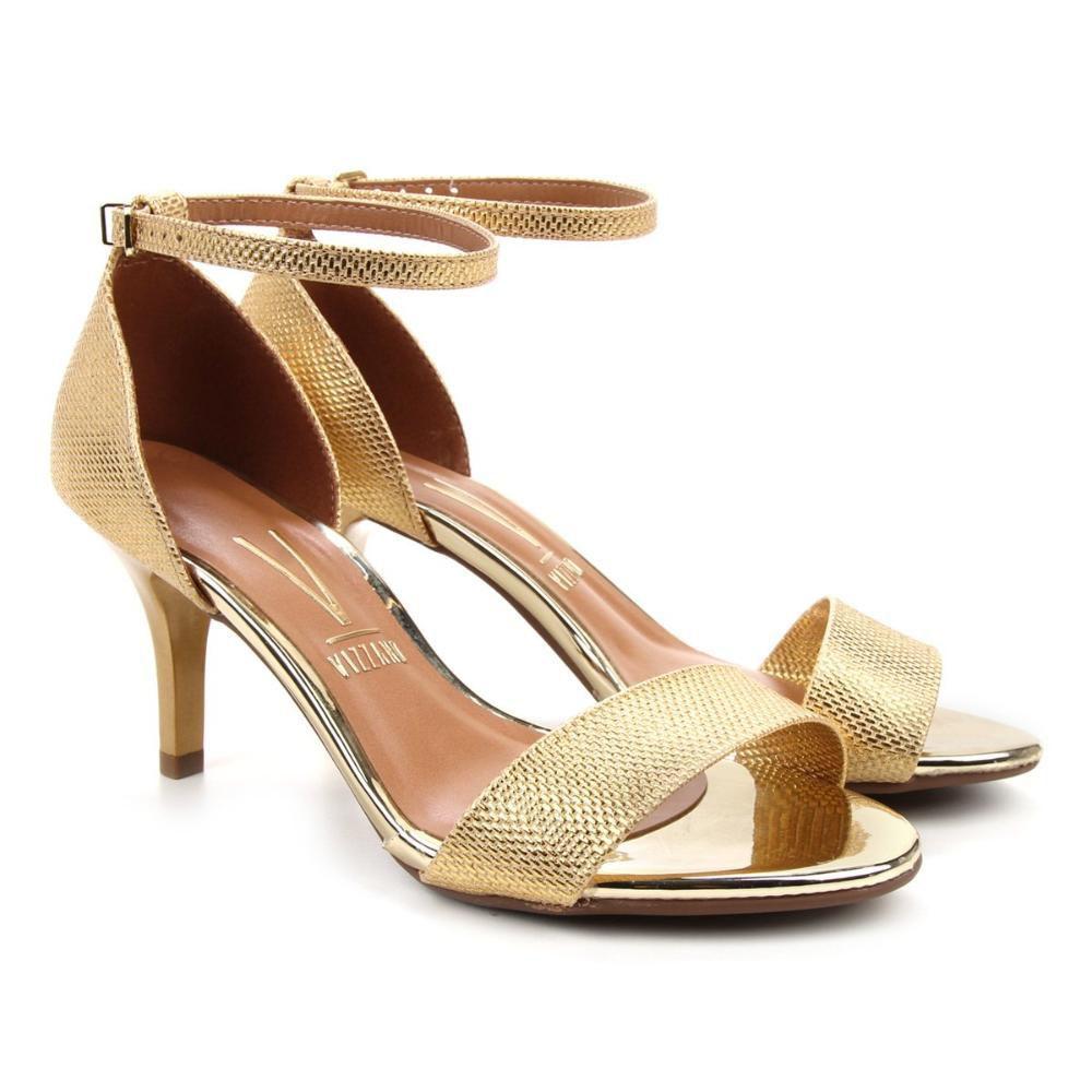 Sandália vizzano salto fino metalizada feminina Clearance