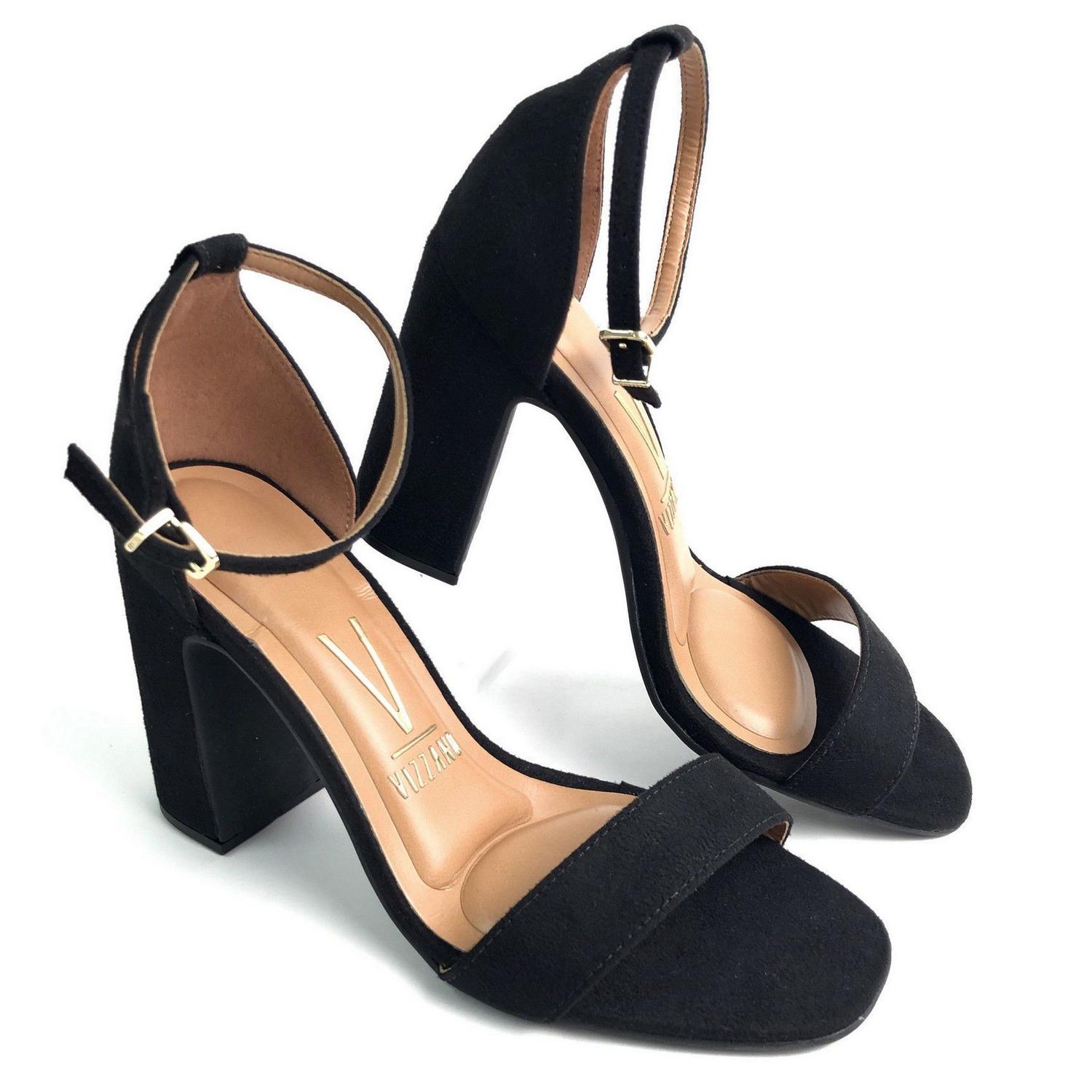 sandalia vizzano preta salto quadrado