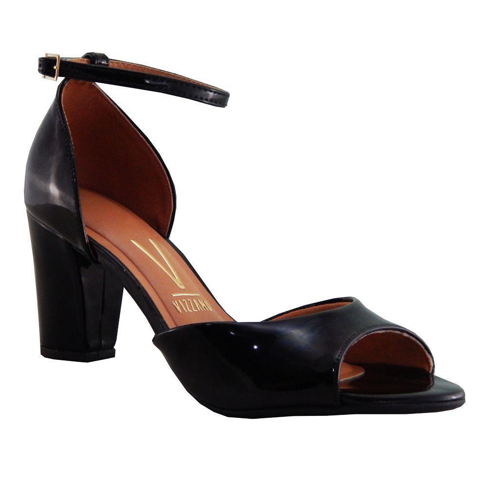 Sandália vizzano salto grosso verniz preta Clearance