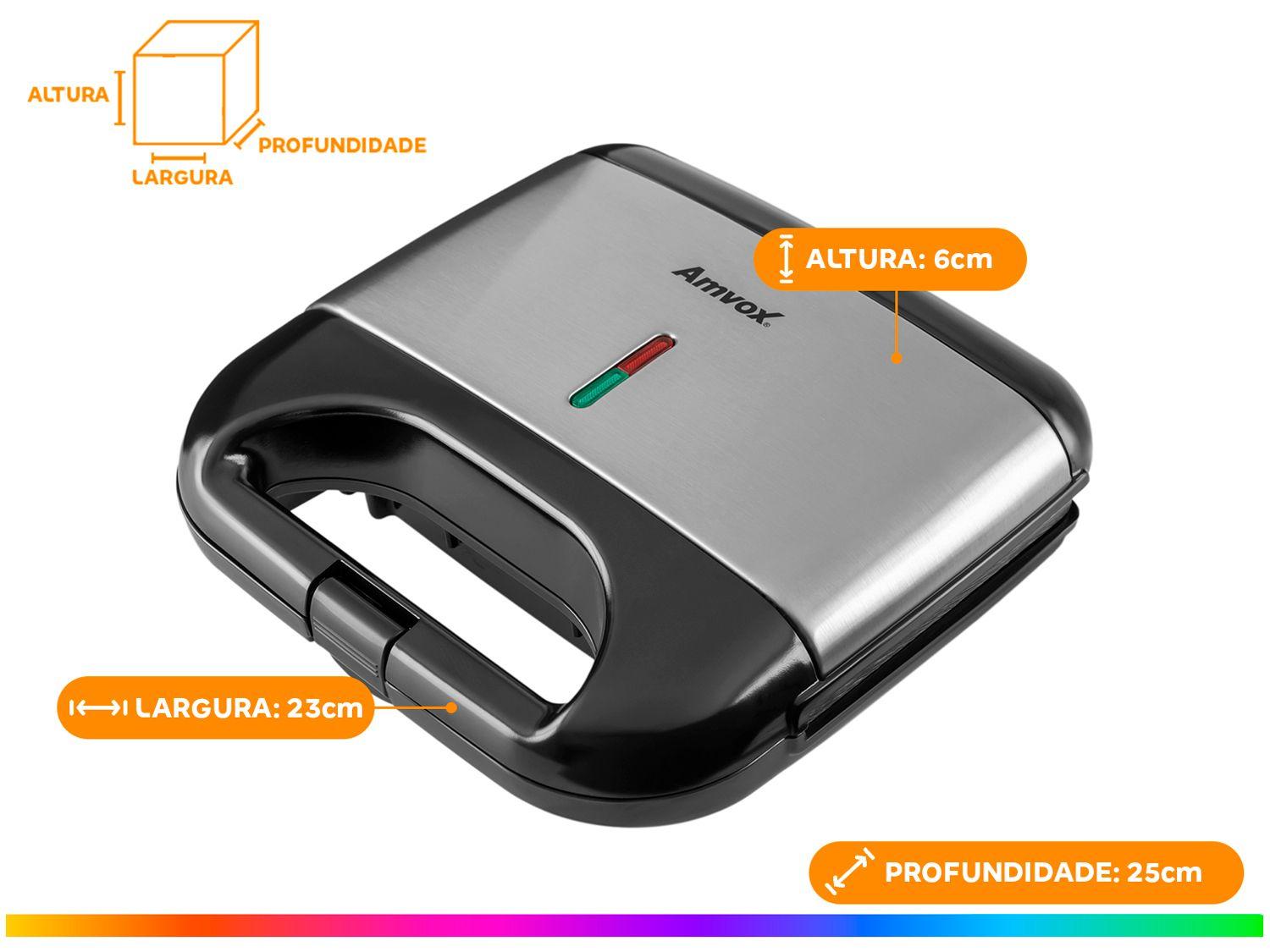 Sanduicheira Amvox AMS 500 Black 750W