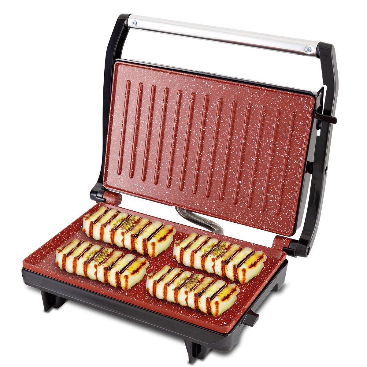 Sanduicheira e Grill Britânia Press Inox Redstone BGR10VI Grill Magazine Luiza