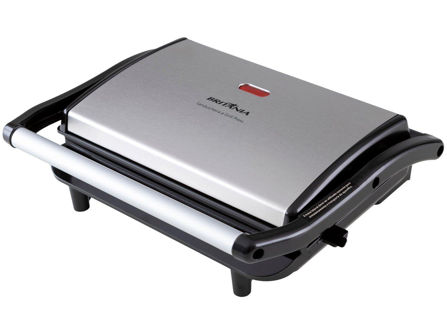 Sanduicheira/Grill Britânia Press BGR27I 2 em 1 Prata 850W Antiaderente