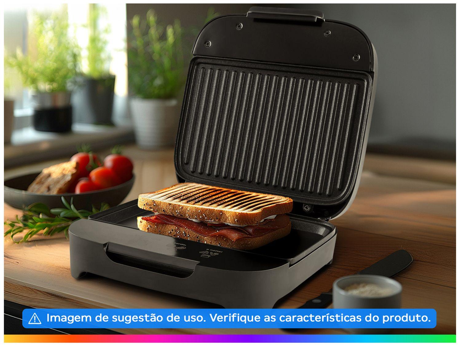 Sanduicheira Grill Cadence Preta 750W Antiaderente Click