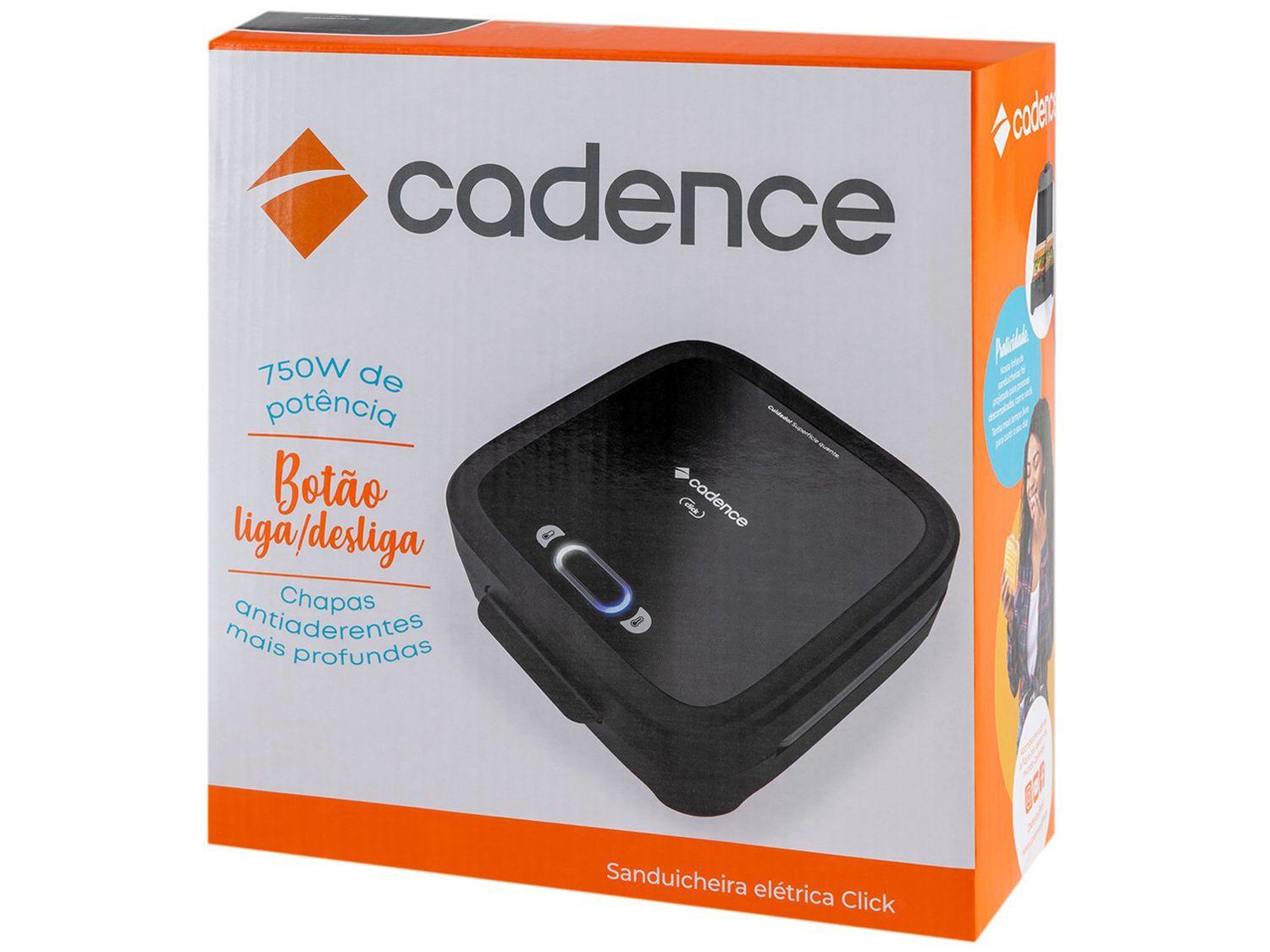 Sanduicheira Grill Cadence Preta 750W Antiaderente Click