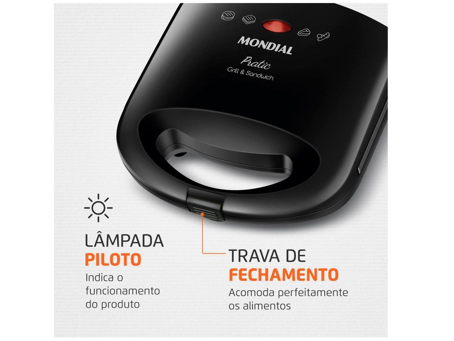 Sanduicheira/Grill Mondial Pratic SN-01 Preto 750W