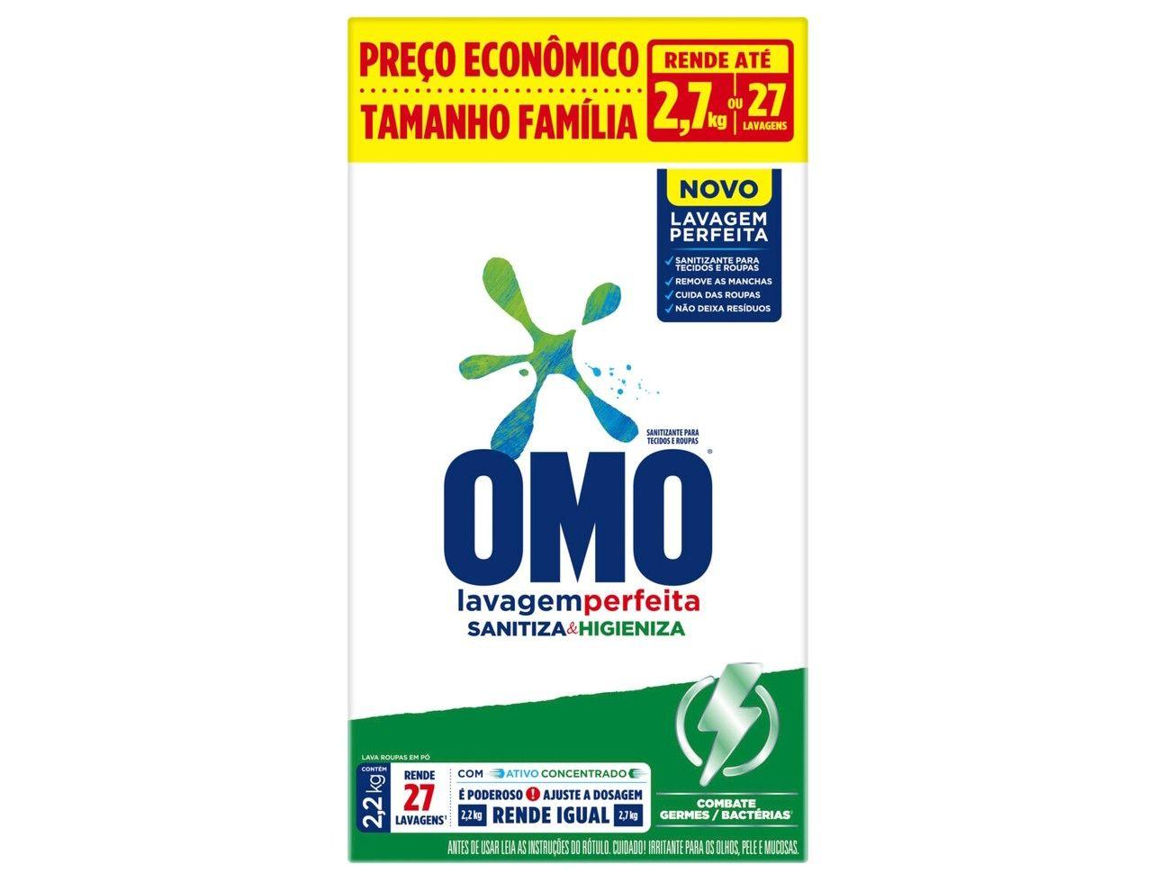 Sanitizante em Pó Omo Lavagem Perfeita Sanitiza e Higieniza 2,2kg