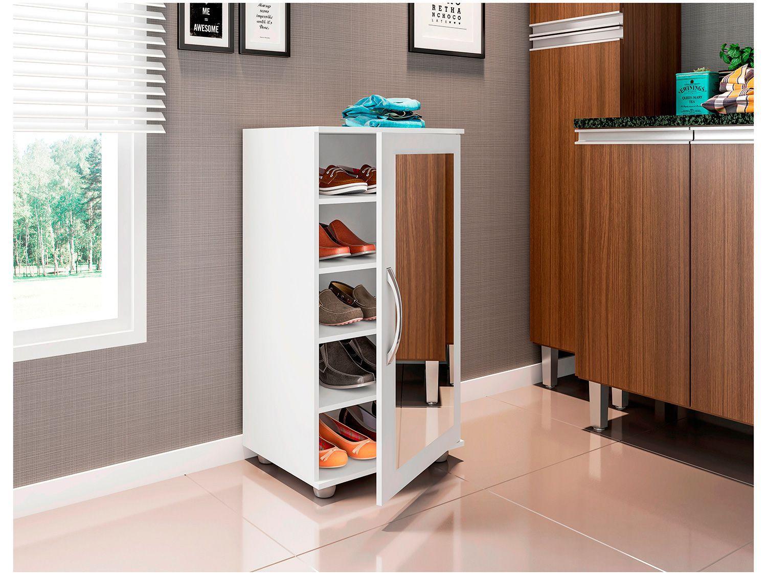 Imagem de Sapateira 1 Porta 4 Prateleiras com Espelho