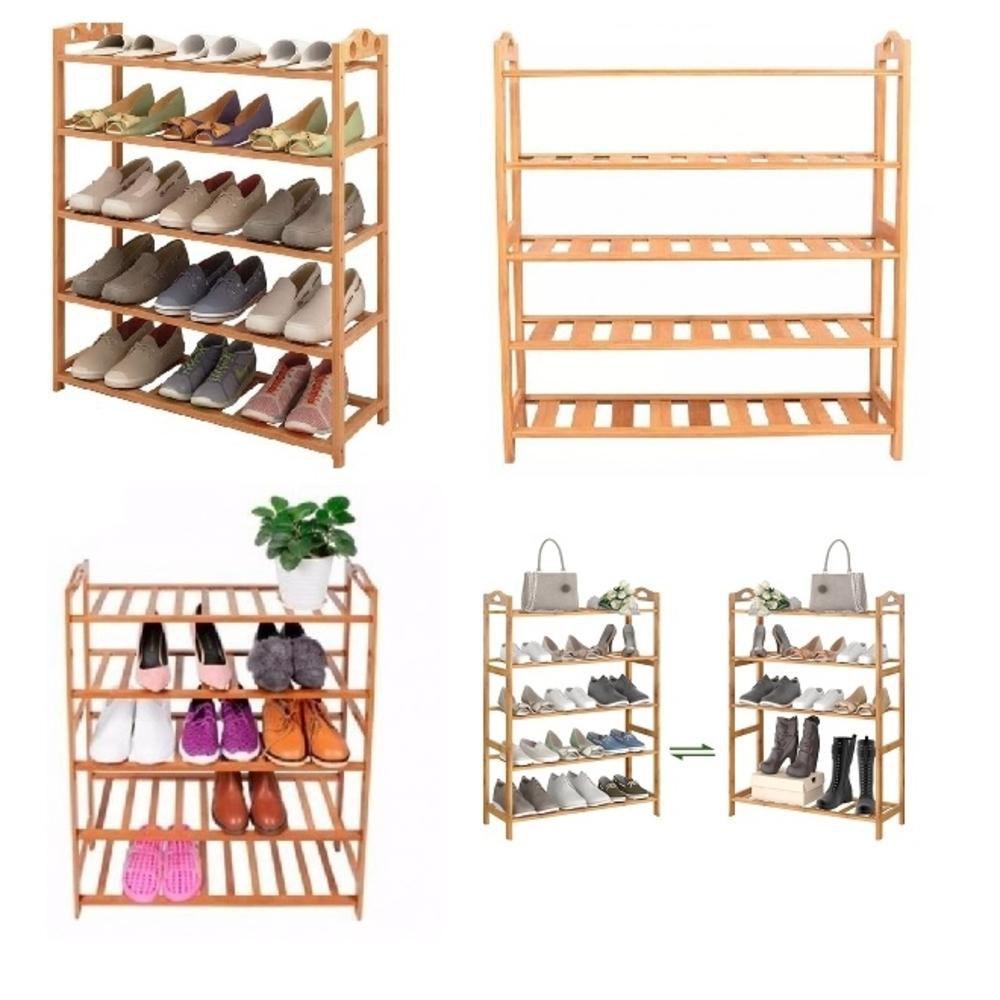 Sapateira desmontavel em bambu organizador com 5 prateleiras 30 sapatos 15 pares estante madeira - MAKEDA - Sapateira - Magazine Luiza