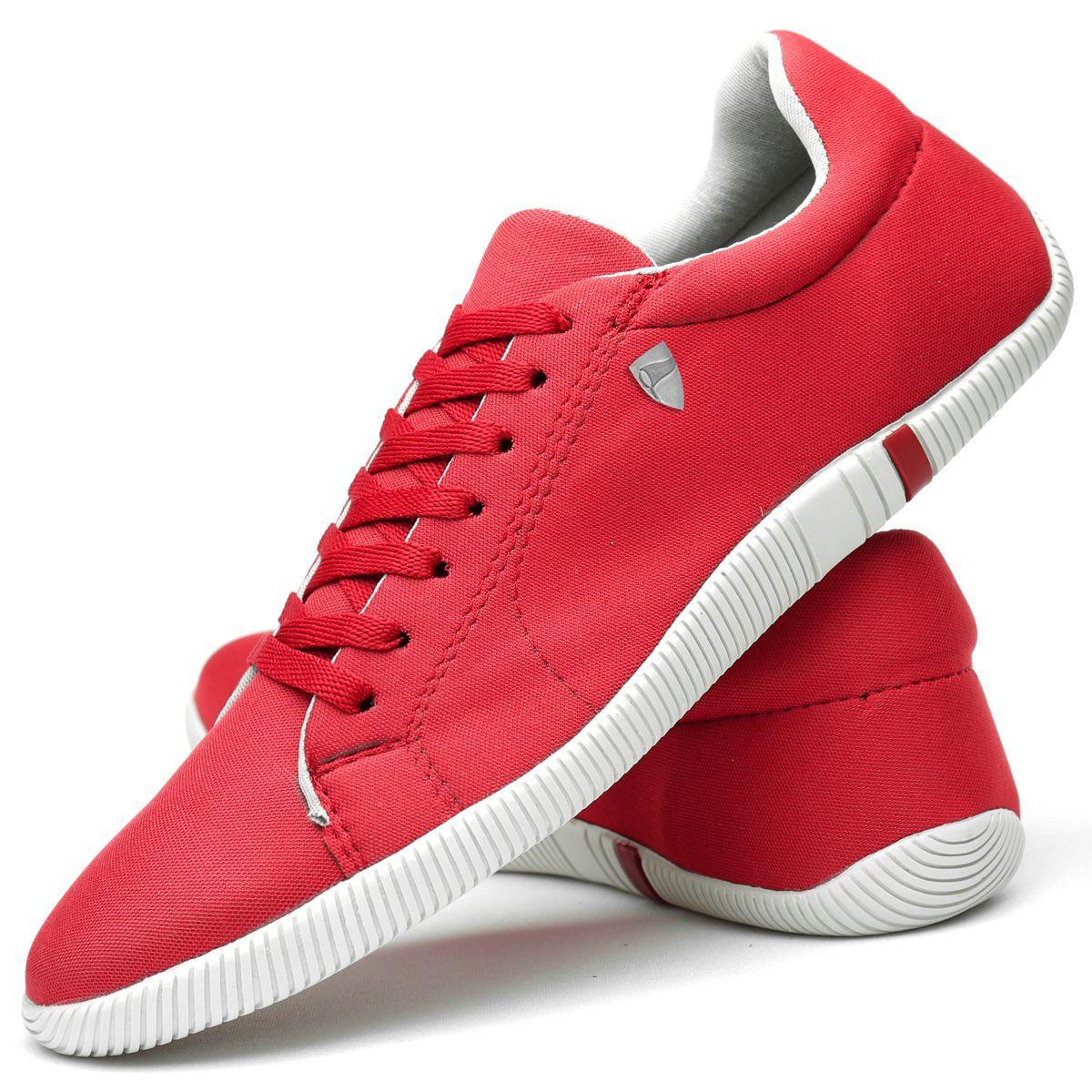 puma suede vermelho cadarço grosso