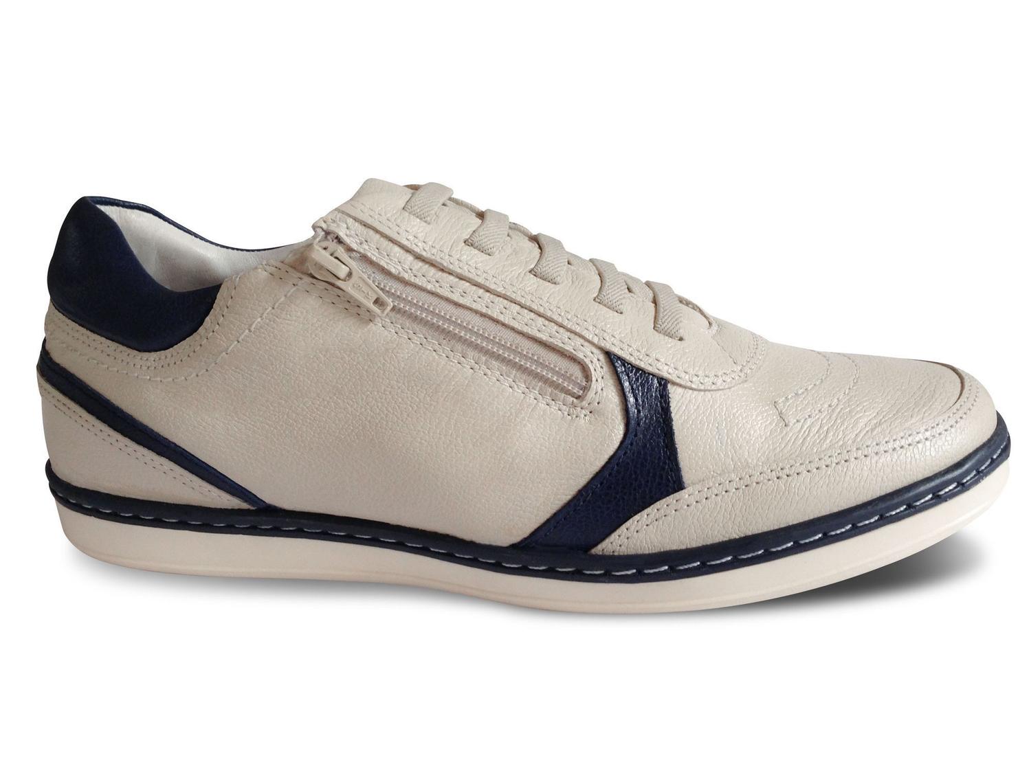 Sapatenis Cofortável Masculino Couro Bege e Azul Número 37 - Cintra -  Sapatênis Masculino - Magazine Luiza