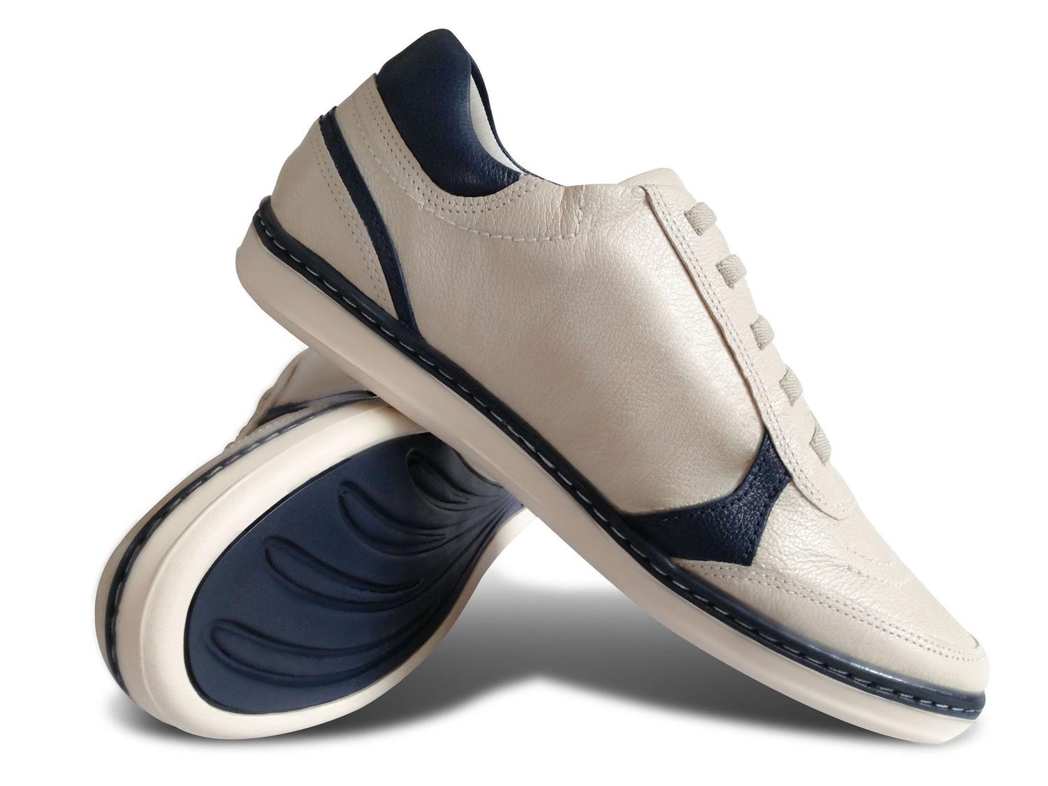 Sapatenis Cofortável Masculino Couro Bege e Azul Número 37 - Cintra -  Sapatênis Masculino - Magazine Luiza