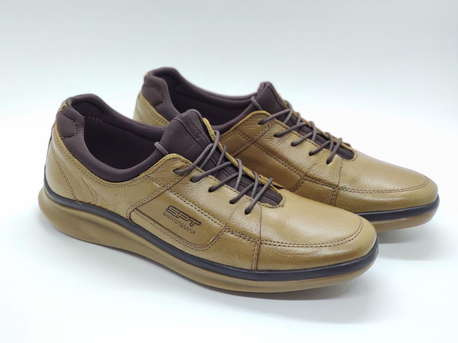 Sapatênis com neoprene masculino em couro cor marrom marca Sapatoterapia -  Sapatênis Masculino - Magazine Luiza