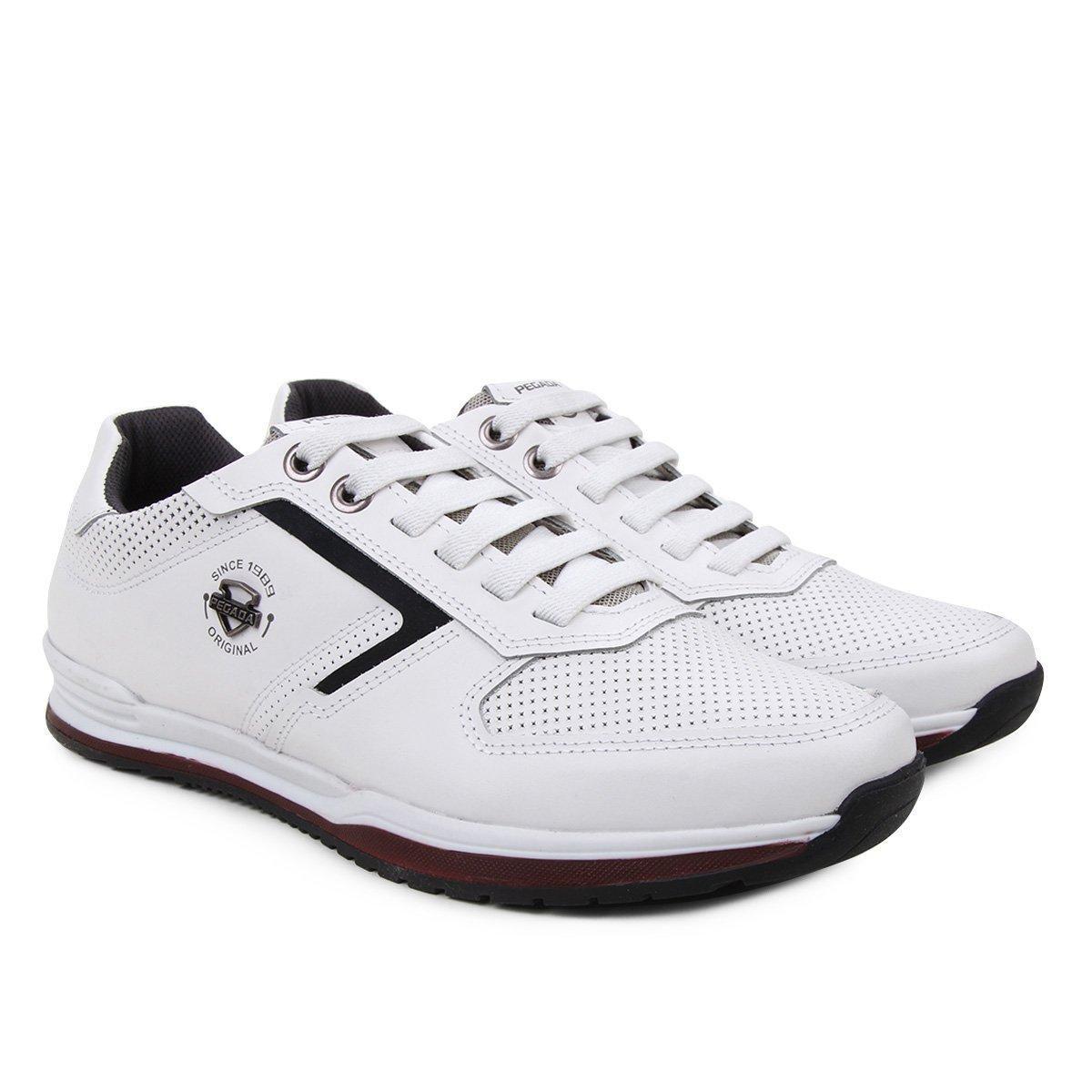 sapatênis couro pegada perfuros masculino