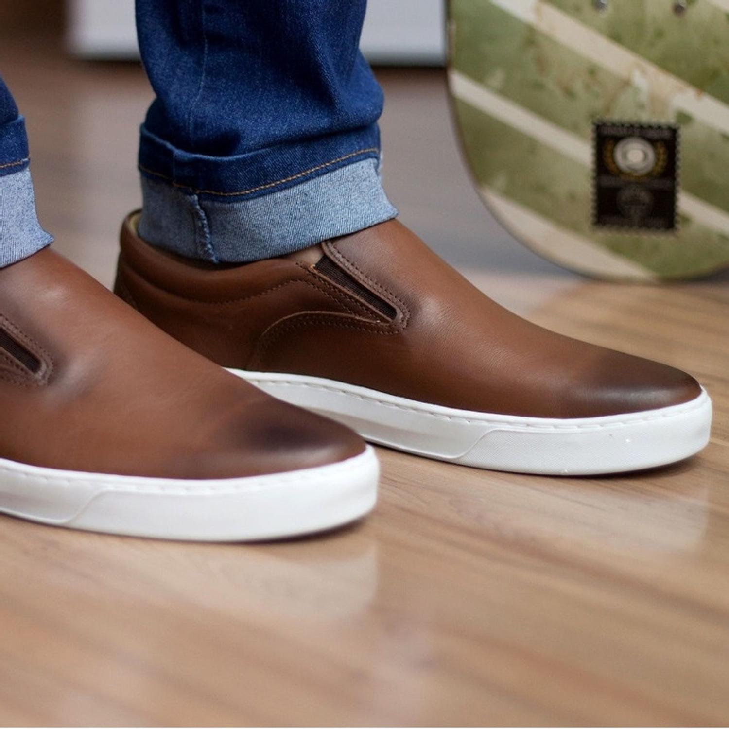 Sapatênis Iate Slip On Masculino Marrom De Couro 42 - West Bulls - Sapatênis Masculino - Magazine Luiza