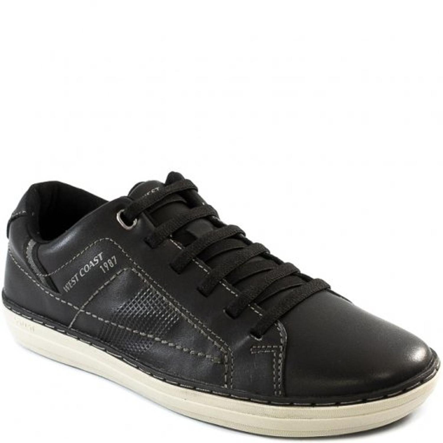 Sapatênis West Coast Preto em Couro - Multimarcas