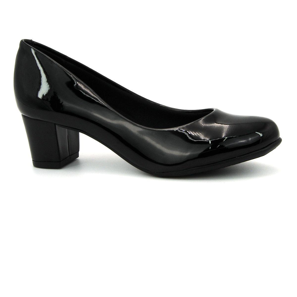 Scarpin Beira Rio Salto Grosso Preto Sapato Scarpin Salto Grosso