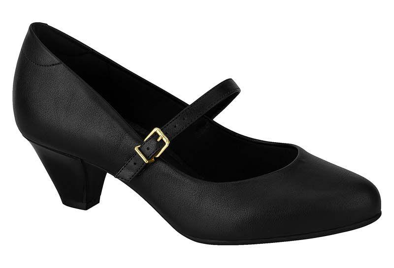 sapato preto feminino boneca social salto baixo grosso