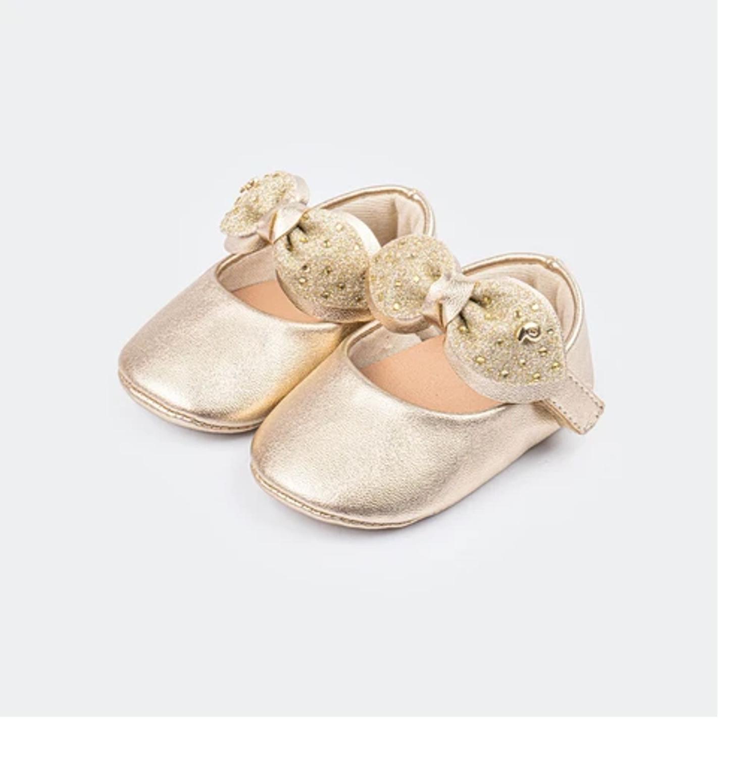 Sapato de Bebê Nina Laço com Glitter 379.623 - Cor:Dourado - Tamanho:15 -  Pampili - Sapatinho de Bebê - Magazine Luiza