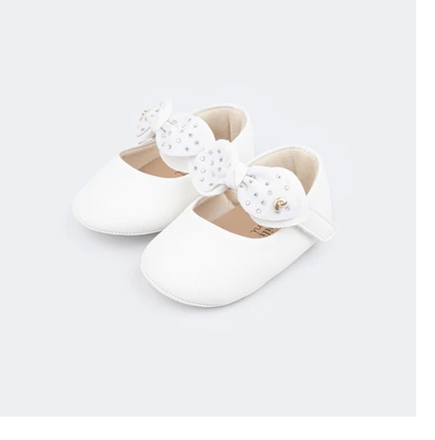 Sapato de Bebê Nina Laço com Glitter Pampili 379.623 - Cor:Branco - Tamanho: 16 - Sapatinho de Bebê - Magazine Luiza