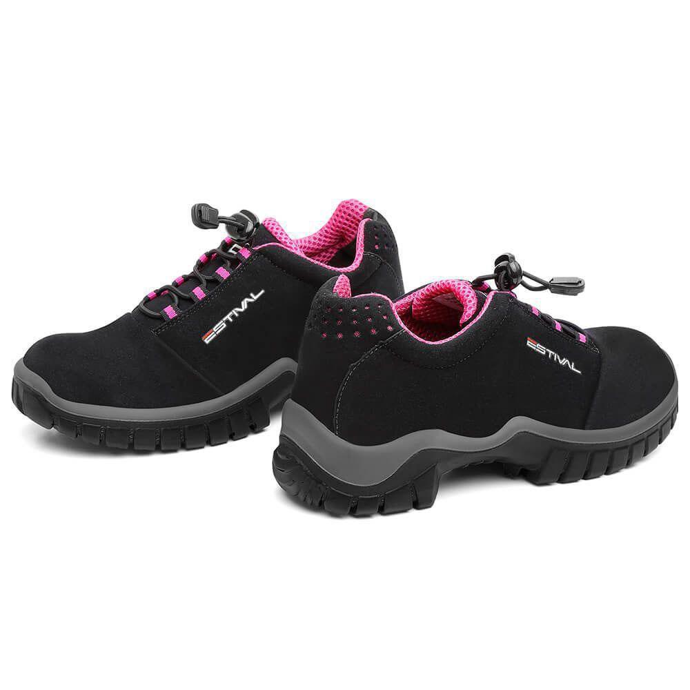 Sapato de Segurança Estival em Microfibra Preto/Rosa n 40 - EN10021S2 -  Sapato de Segurança - Magazine Luiza