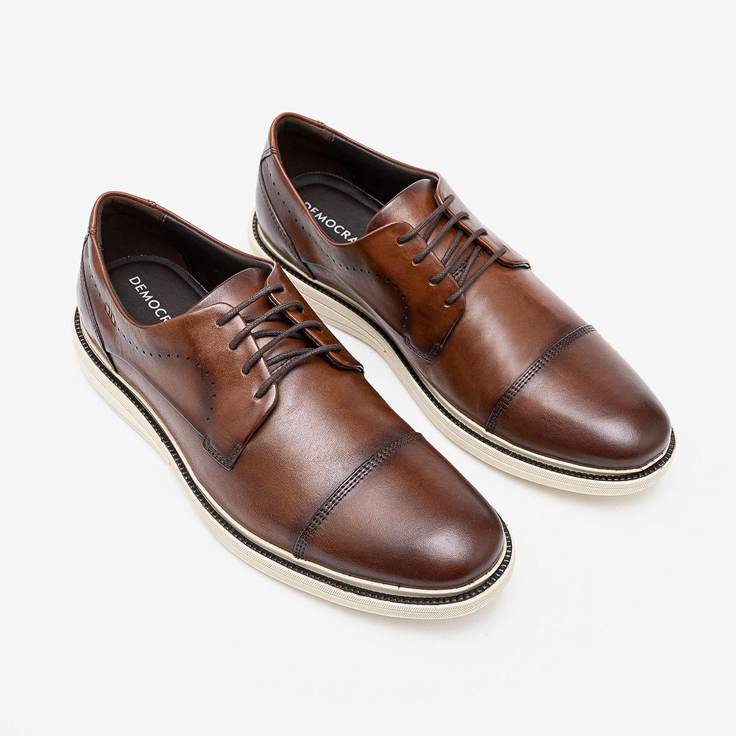 Sapato Democrata Metropolitan Bay Casual Derby Ref: 273101 Cores Preto, Tan  e Tabaco - Sapato Casual Masculino - Magazine Luiza