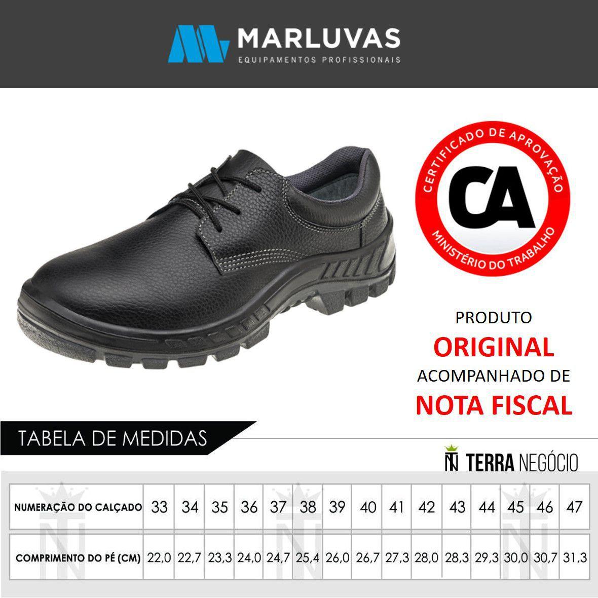 Sapato EPI Ocupacional Couro Bico Plástico Marluvas 50S29 BP - Sapato de  Segurança - Magazine Luiza