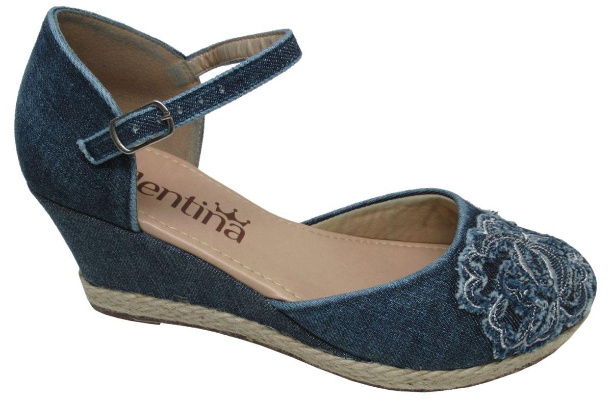 sapato anabela jeans