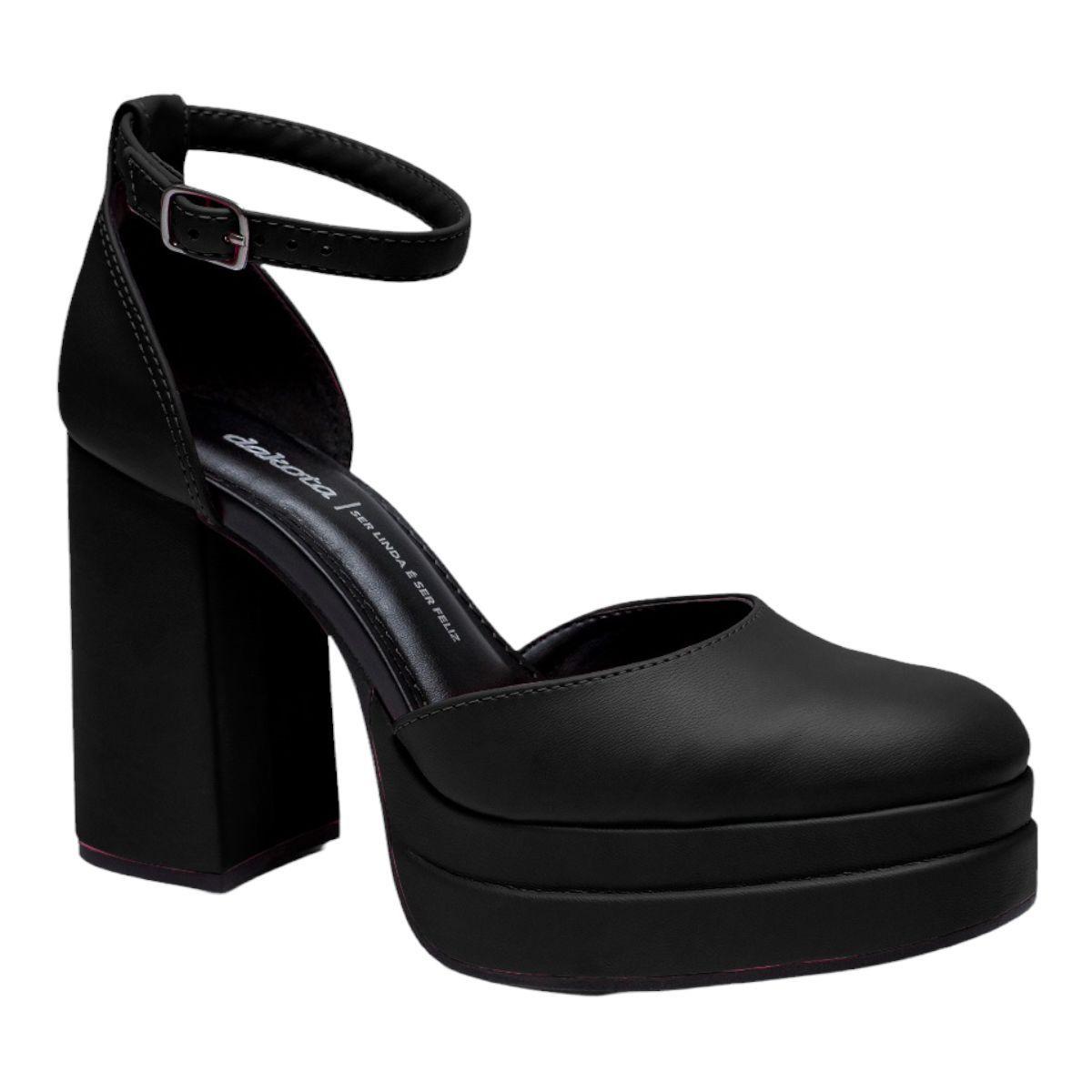 Sapato Dakota Sapato Fechado Preto Salto Grosso Sapato Dakota