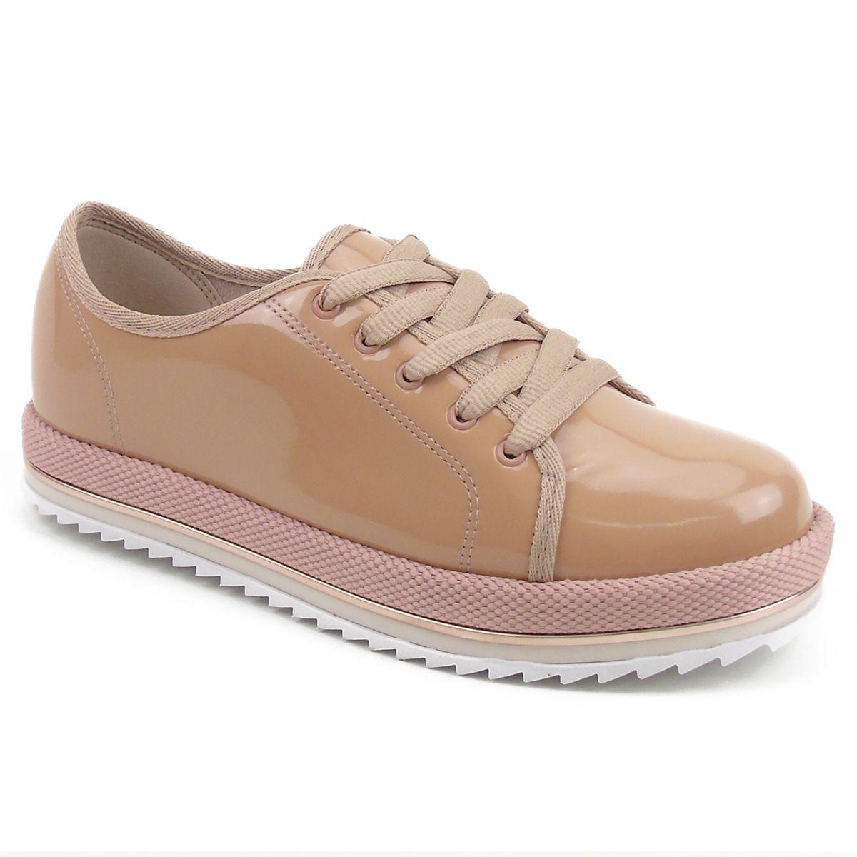 Sapato Feminino Tênis Casual Tratorado Plataforma Oxford Beira Rio 4196.303 Verniz Nude - Tênis Feminino - Magazine Luiza