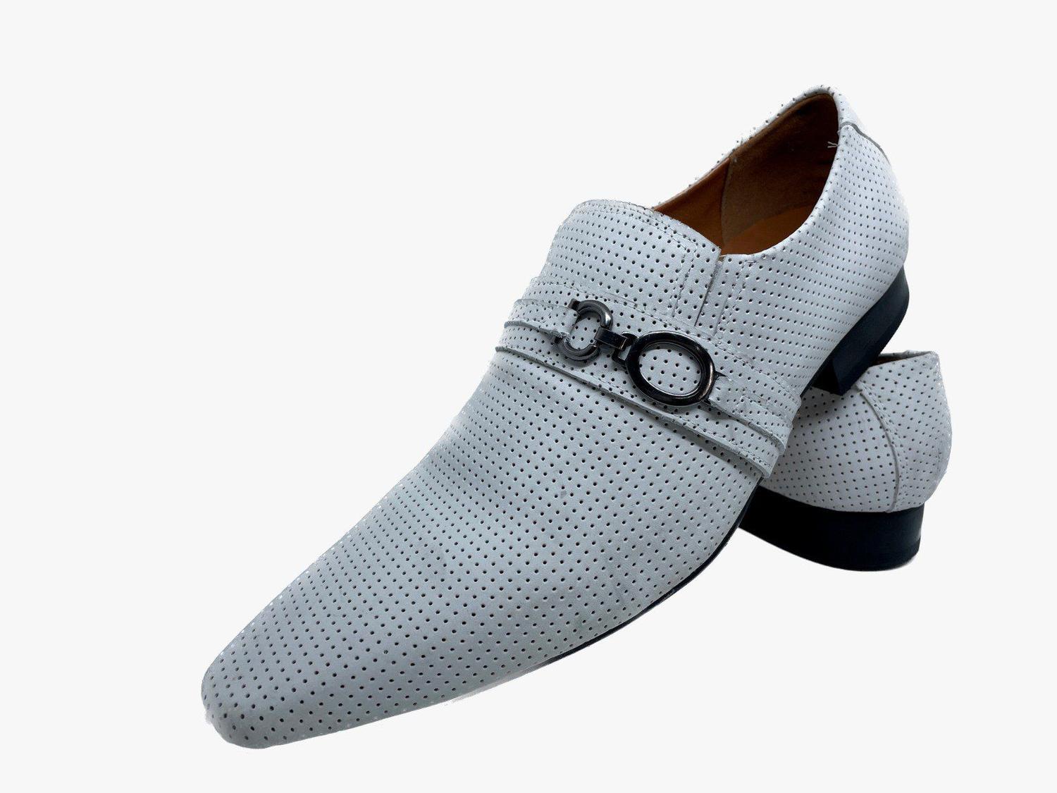 Sapato Masculino Italiano Em Couro Branco Aerado Ref: D755 ART