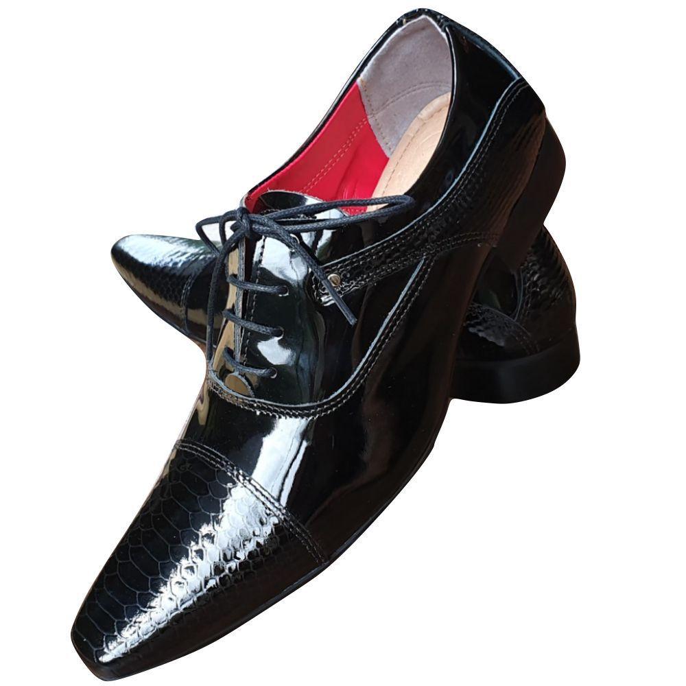 Sapato Masculino Italiano em Couro Envernizado Oxford - Preto - Black - ART  SAPATOS - Sapato Casual Masculino - Magazine Luiza