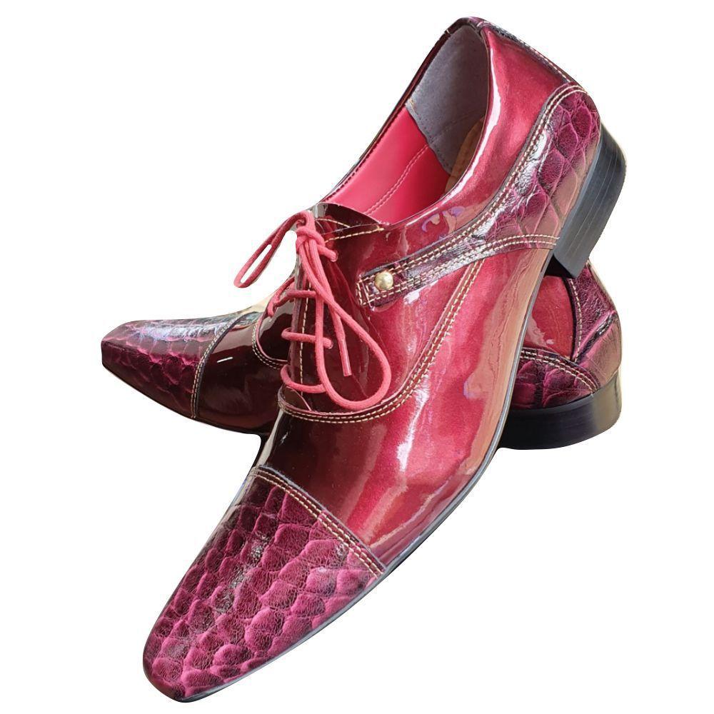 Sapato Masculino Italiano em Couro Envernizado Oxford - Vermelho - Red  Venice - ART SAPATOS - Sapato Casual Masculino - Magazine Luiza