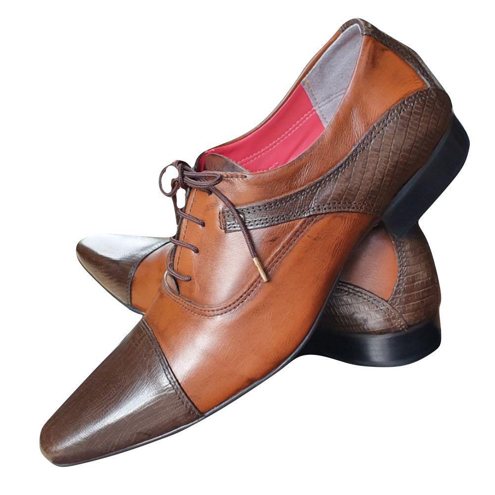 Sapato Masculino Italiano em Couro Oxford - Marrom - Brown Doc - ART SAPATOS  - Sapato Casual Masculino - Magazine Luiza